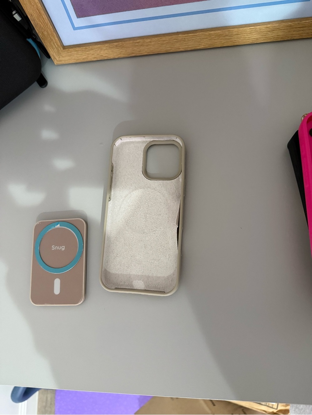 Magnetic Phone Wallet and Beige Phone Case